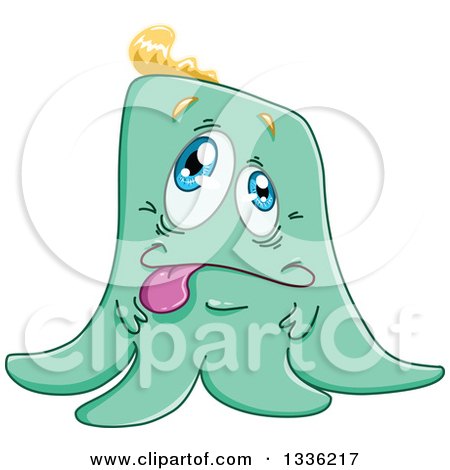 Clipart of a Cartoon Green Goofy Monster - Royalty Free Vector Illustration by Liron Peer