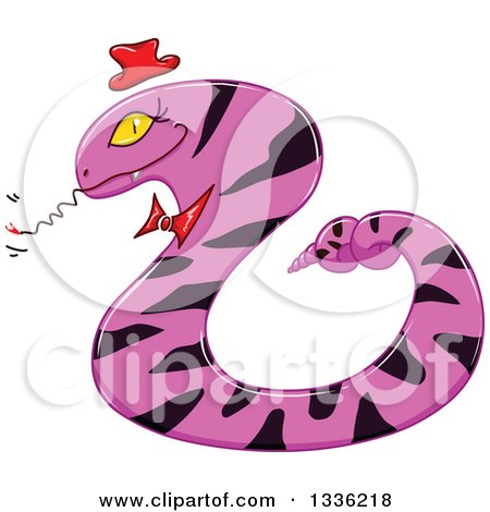 Clipart of a Cartoon Monster Snake Wearing a Hat - Royalty Free Vector Illustration by Liron Peer