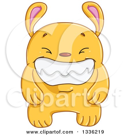 Clipart of a Cartoon Grinning Yellow Monster Rabbit - Royalty Free Vector Illustration by Liron Peer