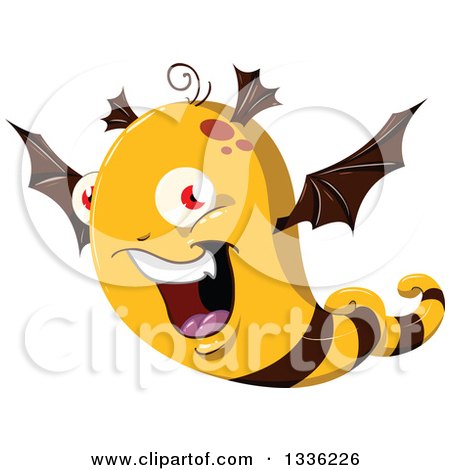 Clipart of a Cartoon Bat Winged Bee Monster - Royalty Free Vector Illustration by Liron Peer