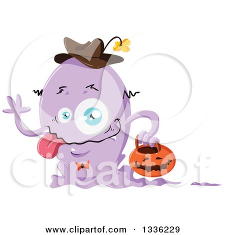 Clipart of a Cartoon Purple Halloween Monster - Royalty Free Vector Illustration by Liron Peer