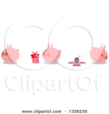Clipart of a Pink Monsters with a Bomb in a Box - Royalty Free Vector Illustration by Liron Peer