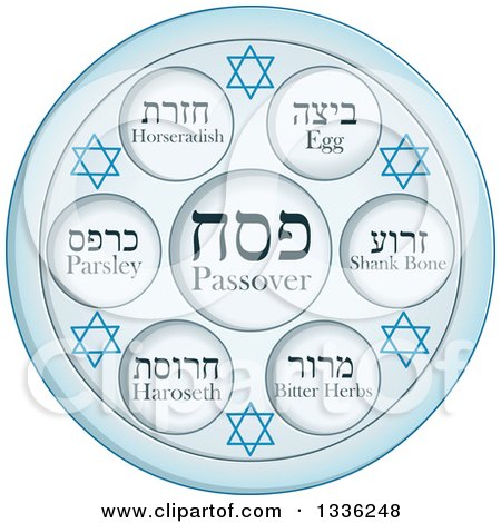 Clipart of a Jewish Passover Silver Seder Plate - Royalty Free Vector Illustration by Liron Peer