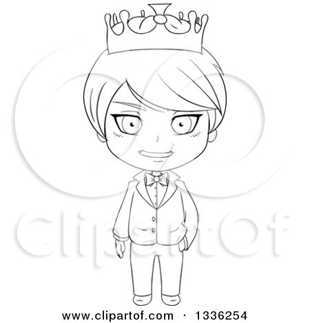Clipart of a Black and White Sketched Prince 2 - Royalty Free Vector Illustration by Liron Peer