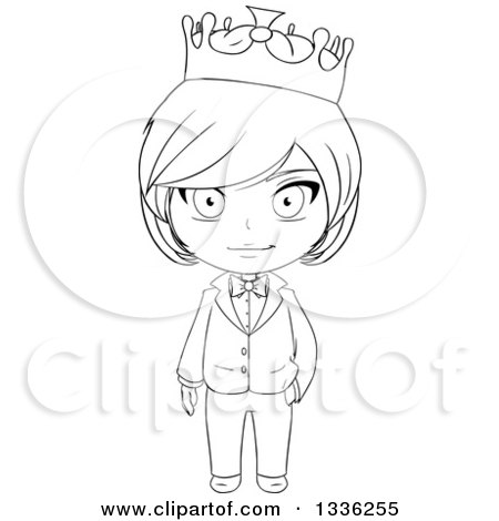 Clipart of a Black and White Sketched Prince 2 - Royalty Free Vector Illustration by Liron Peer
