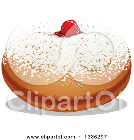 Clipart of a Sufganiyah Jewish Holiday Hanukkah Jelly Donut - Royalty Free Vector Illustration by Liron Peer