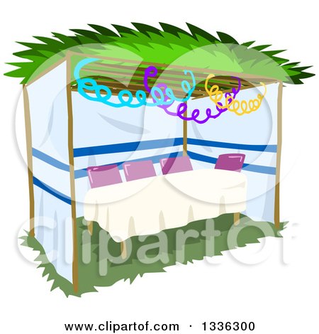 Clipart of a Jewish Sukkah for Sukkot - Royalty Free Vector Illustration by Liron Peer