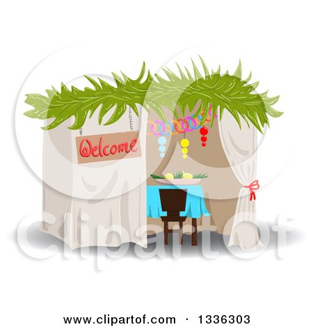 Clipart of a Jewish Sukkah for Sukkot - Royalty Free Vector Illustration by Liron Peer