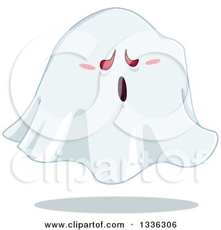 Clipart of a Cartoon Halloween Sheet Ghost - Royalty Free Vector Illustration by Liron Peer