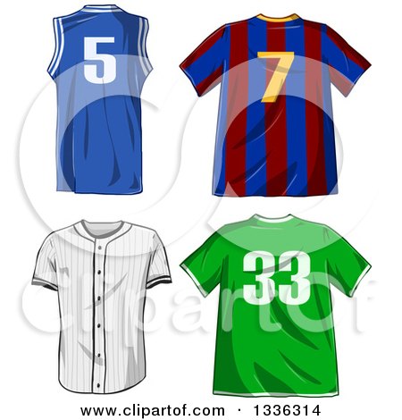 Clipart of Sports Shirts - Royalty Free Vector Illustration by Liron Peer