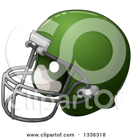 Clipart of a Cartoon Green American Football Helmet - Royalty Free Vector Illustration by Liron Peer