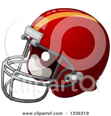Clipart of a Cartoon Red American Football Helmet - Royalty Free Vector Illustration by Liron Peer