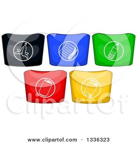 Clipart of Colorful Recycle Bins - Royalty Free Vector Illustration by Liron Peer