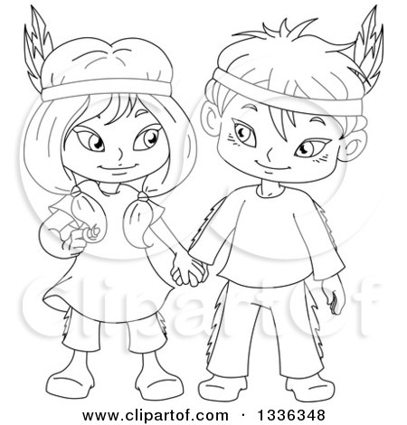native american clip art black and white for kids