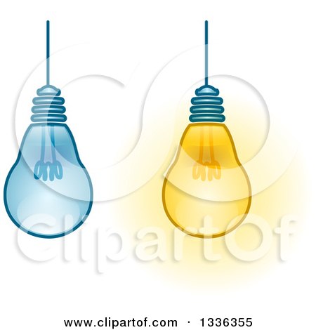 Clipart of Suspended Light Bulbs, on and off - Royalty Free Vector Illustration by Liron Peer
