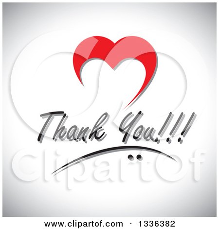 Clipart of a Heart over Thank You Text on Shading - Royalty Free Vector Illustration by ColorMagic