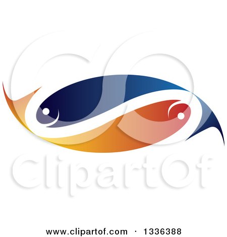 Clipart of a Blue and Orange Pair of Faith or Pisces Fish in the Shape of an Infinity Symbol - Royalty Free Vector Illustration by ColorMagic