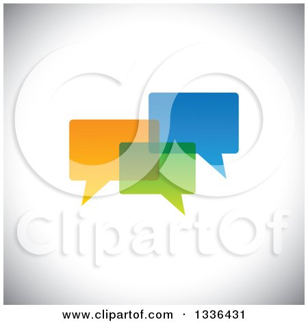Clipart of Three Colorful Speech Chat Balloons Overlapping over Shading - Royalty Free Vector Illustration by ColorMagic