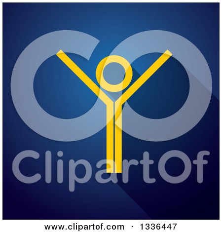 Clipart of a Happy Yellow Man Cheering, with a Shadow over Blue - Royalty Free Vector Illustration by ColorMagic