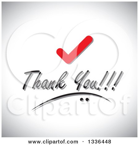 Clipart of a Check Mark over Thank You Text on Shading - Royalty Free Vector Illustration by ColorMagic