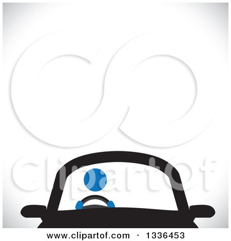 Clipart of a Blue Person Driving a Car, with Blank Shaded Space - Royalty Free Vector Illustration by ColorMagic