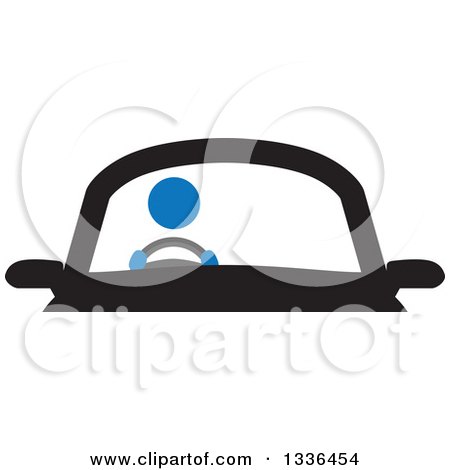 Clipart of a Blue Person Driving a Car - Royalty Free Vector Illustration by ColorMagic