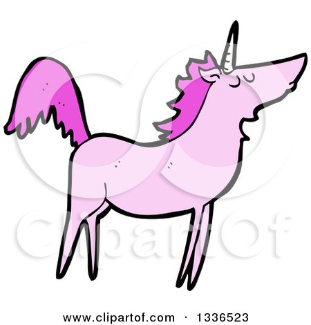 Clipart of a Pink Unicorn - Royalty Free Vector Illustration by lineartestpilot