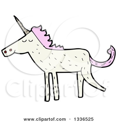 Clipart of a White Unicorn with Pink Hair 2 - Royalty Free Vector Illustration by lineartestpilot