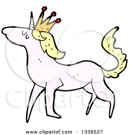 Clipart of a Pastel Pink Unicorn with a Blond Mane and a Crown - Royalty Free Vector Illustration by lineartestpilot