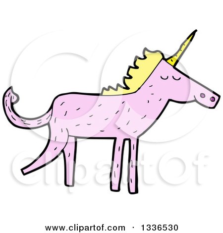 Clipart of a Pink Unicorn with a Blond Mane - Royalty Free Vector Illustration by lineartestpilot