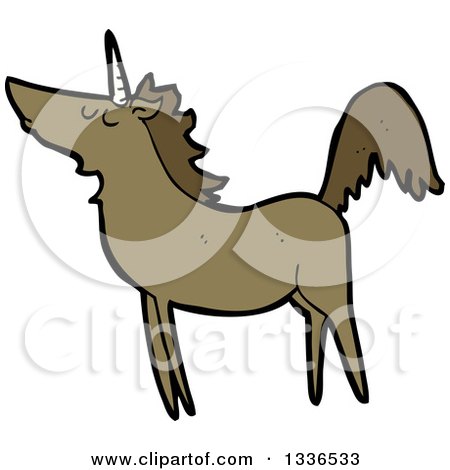 Clipart of a Cartoon Brown Unicorn - Royalty Free Vector Illustration by lineartestpilot