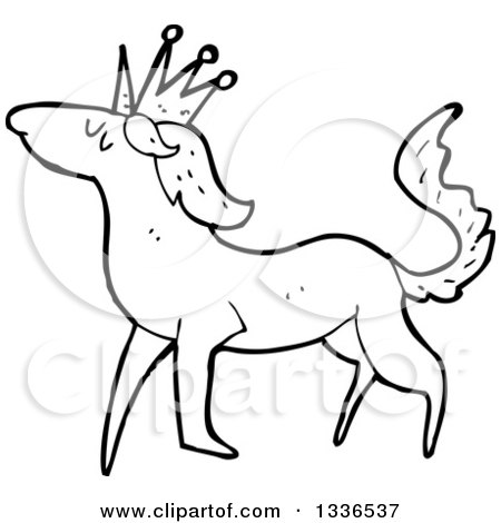 Lineart Clipart of a Cartoon Black and White Unicorn 3 - Royalty Free Outline Vector Illustration by lineartestpilot