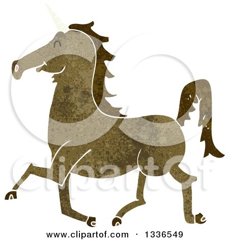 Clipart of a Textured Brown Unicorn 2 - Royalty Free Vector Illustration by lineartestpilot