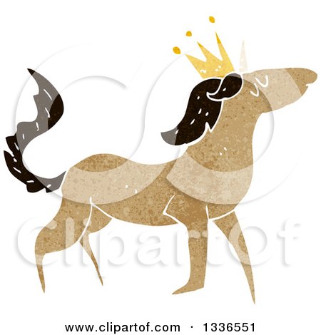 Clipart of a Textured Brown Unicorn Wearing a Crown - Royalty Free Vector Illustration by lineartestpilot