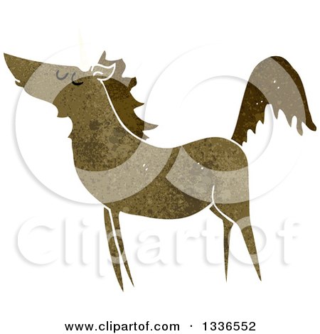 Clipart of a Textured Brown Unicorn - Royalty Free Vector Illustration by lineartestpilot