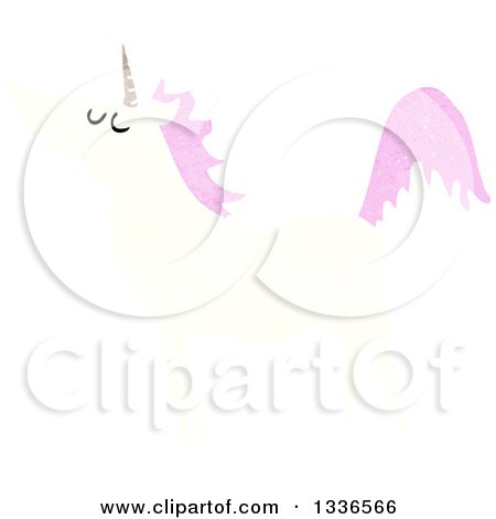 Clipart of a Textured White Unicorn with Pink Hair 4 - Royalty Free Vector Illustration by lineartestpilot