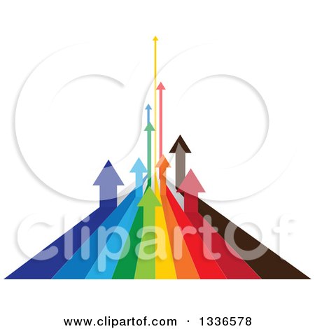 Clipart of Colorful Arrow Paths Curving Upwards in the Distance, Forming a Graph - Royalty Free Vector Illustration by ColorMagic