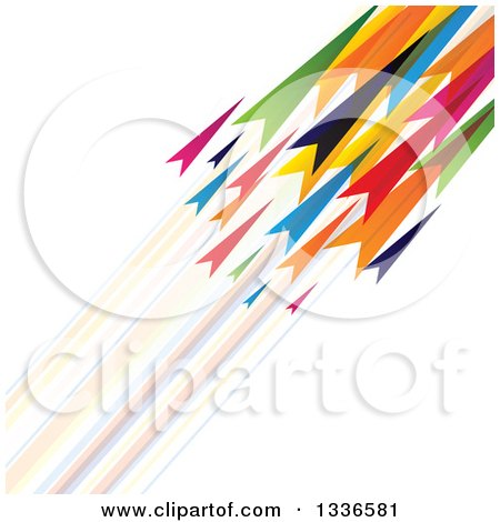 Clipart of Colorful Arrows Shooting Diagonally up to the Right, with Blurred Trails - Royalty Free Vector Illustration by ColorMagic