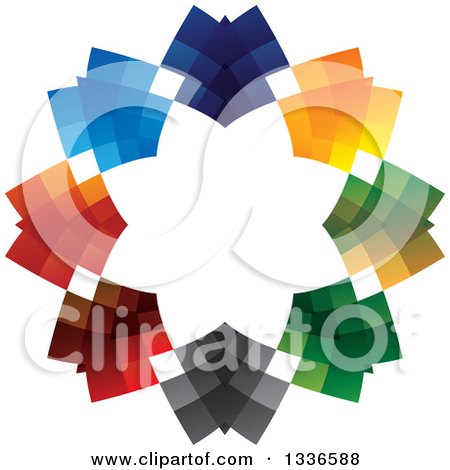 Clipart of a Colorful Circle Logo of Abstract Arrows Pointing Inwards - Royalty Free Vector Illustration by ColorMagic