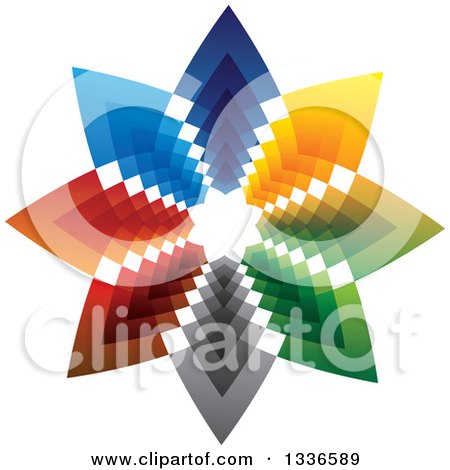 Clipart of a Colorful Star Logo of Arrows Pointing Outwards - Royalty Free Vector Illustration by ColorMagic