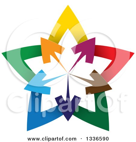 Clipart of a Colorful Logo of Arrows Pointing Outwards from the Center of a Gradient Star - Royalty Free Vector Illustration by ColorMagic