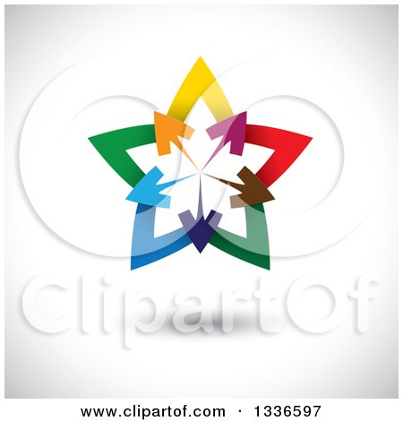 Clipart of a Colorful Logo of Arrows Pointing Outwards from the Center of a Gradient Star over Shading - Royalty Free Vector Illustration by ColorMagic