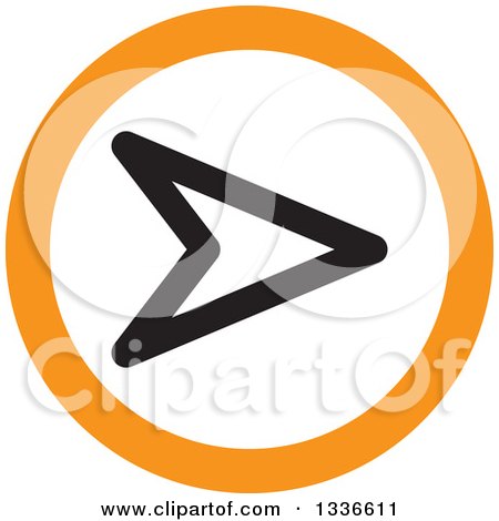 Clipart of a Flat Style White Black and Orange Arrow Round App Icon Button Design Element - Royalty Free Vector Illustration by ColorMagic