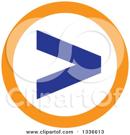 Clipart of a Flat Style Blue White and Orange Arrow Round App Icon Button Design Element 2 - Royalty Free Vector Illustration by ColorMagic