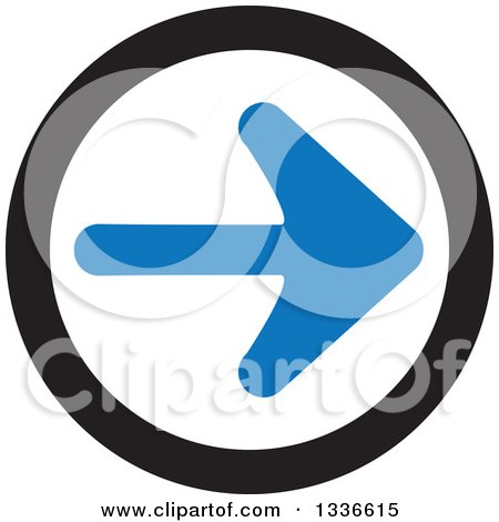 Clipart of a Flat Style Blue White and Black Arrow Round App Icon Button Design Element - Royalty Free Vector Illustration by ColorMagic