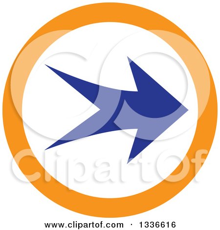 Clipart of a Flat Style Blue White and Orange Arrow Round App Icon Button Design Element 4 - Royalty Free Vector Illustration by ColorMagic