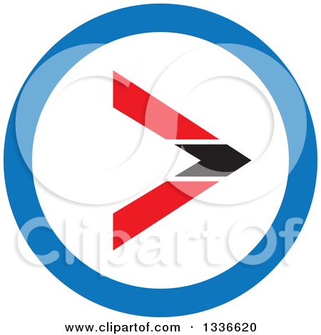 Clipart of a Flat Style Red Black White and Blue Arrow Round App Icon Button Design Element - Royalty Free Vector Illustration by ColorMagic