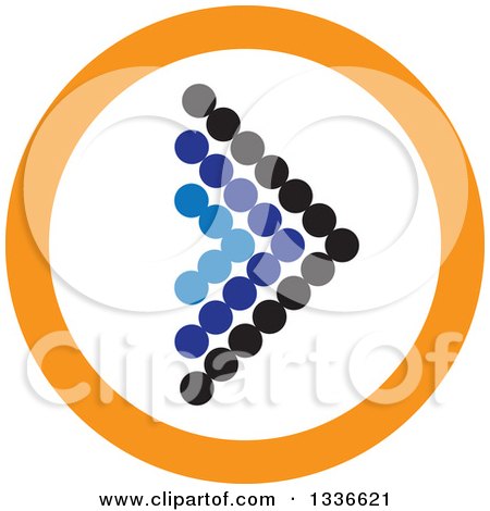 Clipart of a Flat Style Blue Black White and Orange Arrow Round App Icon Button Design Element - Royalty Free Vector Illustration by ColorMagic