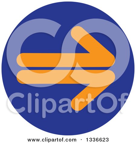 Clipart of a Flat Style Blue and Orange Arrow Round App Icon Button Design Element - Royalty Free Vector Illustration by ColorMagic