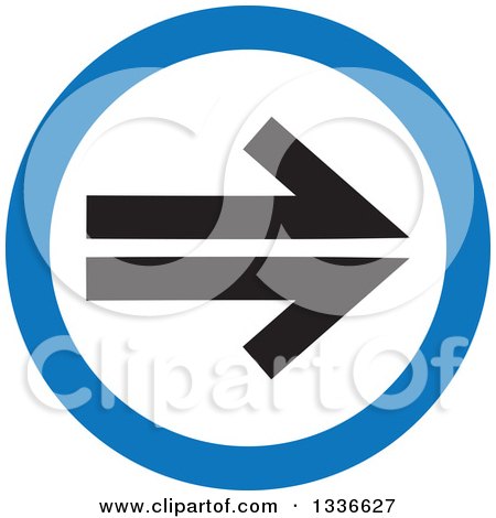 Clipart of a Flat Style Blue White and Black Arrow Round App Icon Button Design Element 3 - Royalty Free Vector Illustration by ColorMagic
